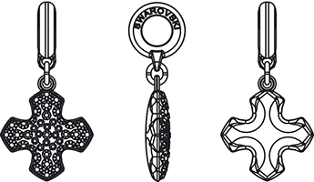 Swarovski BeCharmed & Pavé Beads - 86 522 - BeCharmed Pave Greek Cross Charm - Line Drawing